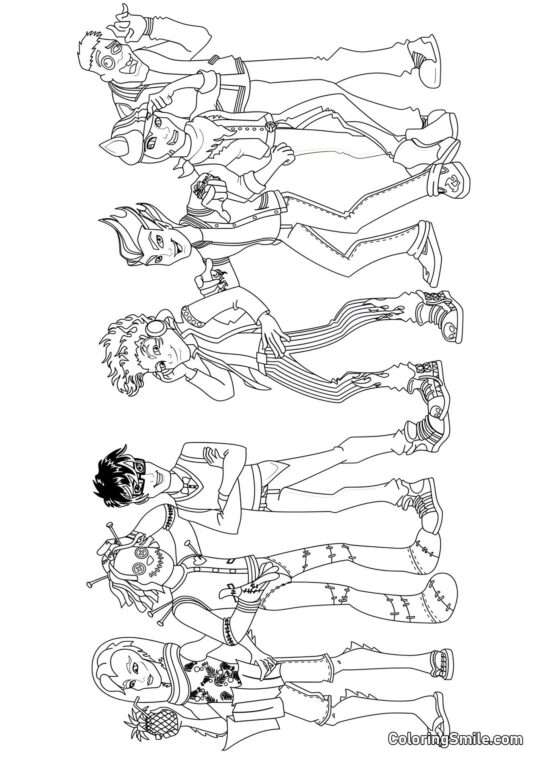 Monster High Chicos - Página para Colorear