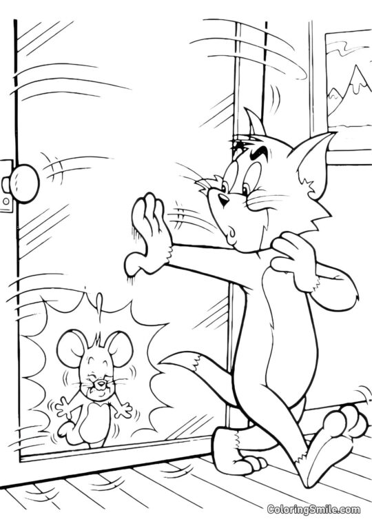 Tom Cerró la Puerta Frente a Jerry Tom Cerró la Puerta Frente a Jerry - Página para Colorear