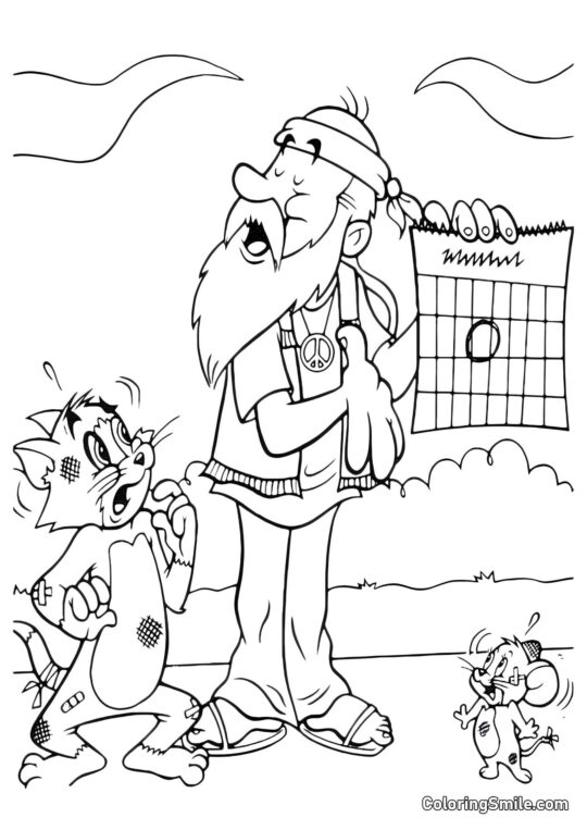 Tom y Jerry en Rasguños Tom y Jerry en Rasguños - Página para Colorear