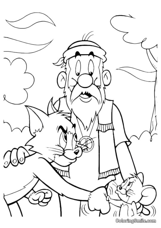 Tom y Jerry Haciendo las Paces Tom y Jerry Haciendo las Paces - Página para Colorear