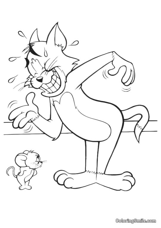 Tom Riéndose de Jerry Tom Riéndose de Jerry - Página para Colorear