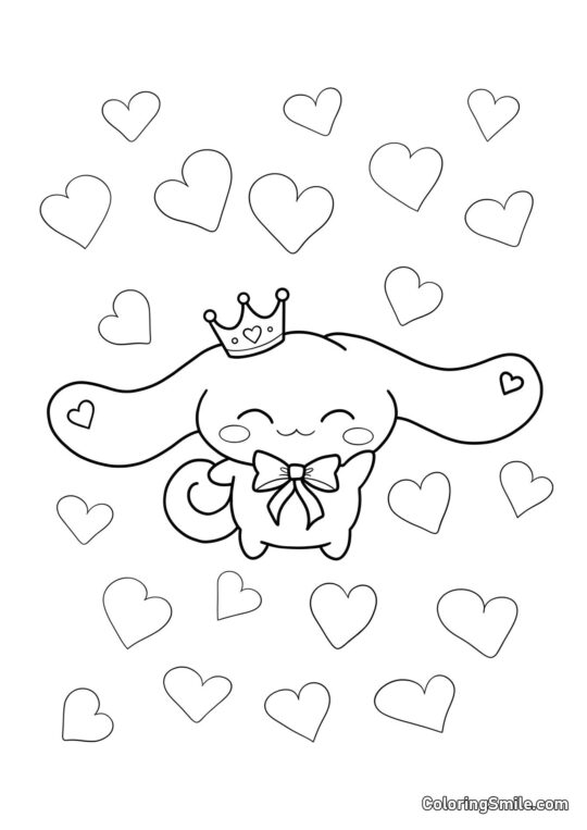 Cinnamoroll Kawaii Simple con una Corona - Página para Colorear