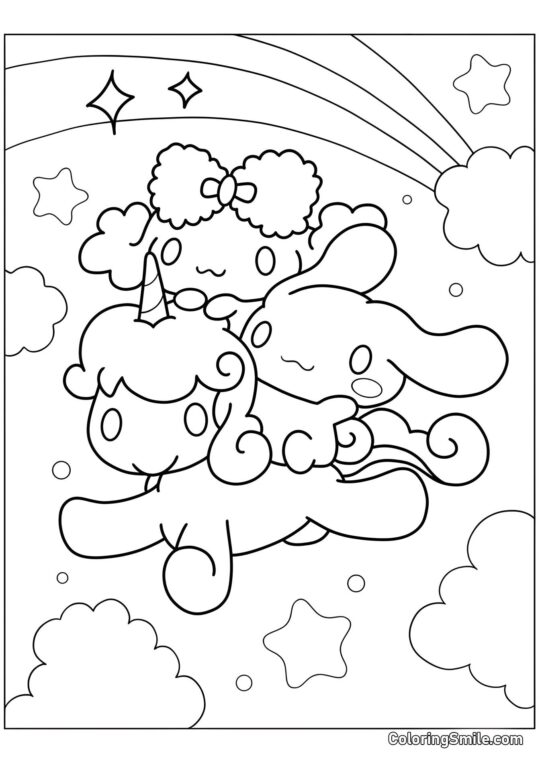 Cinnamoroll y Unicornio - Página para Colorear