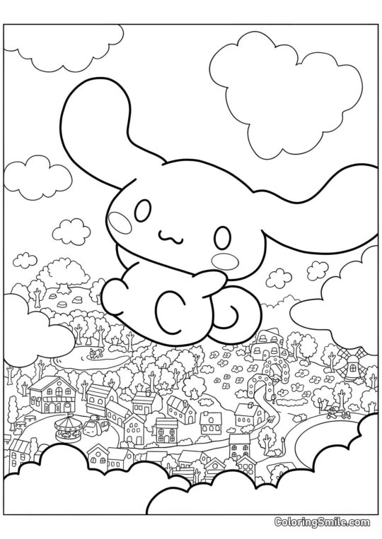 Cinnamoroll en el Cielo - Página para Colorear