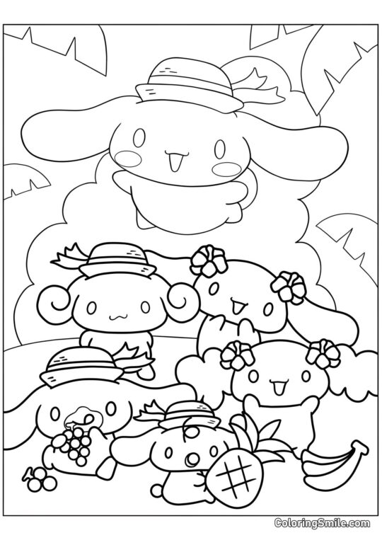 Cinnamoroll con Amigos - Página para Colorear