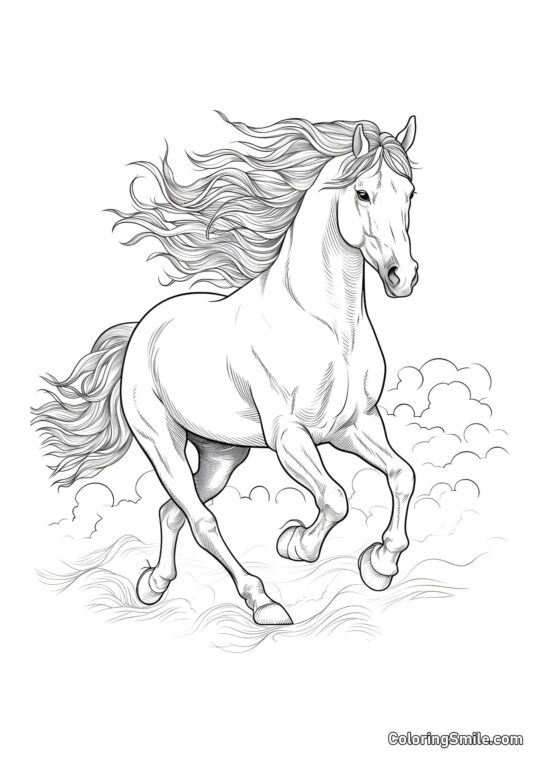 Semental con una hermosa crin - Página para Colorear