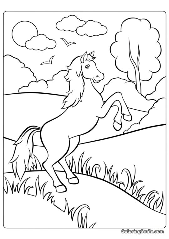 Caballo en la naturaleza - Página para Colorear