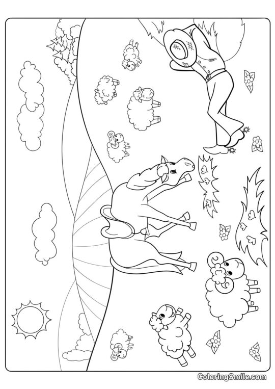 Caballo y oveja - Página para Colorear