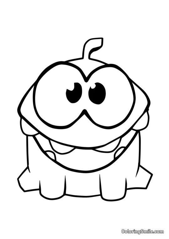 Om Nom con una Gran Sonrisa Om Nom con una Gran Sonrisa - Página para Colorear
