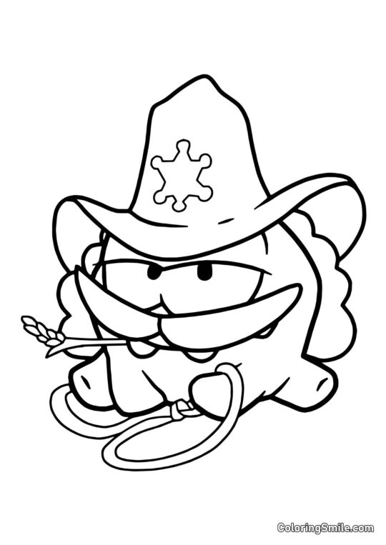 Om Nom Sheriff en el Viejo Oeste Om Nom Sheriff en el Viejo Oeste - Página para Colorear