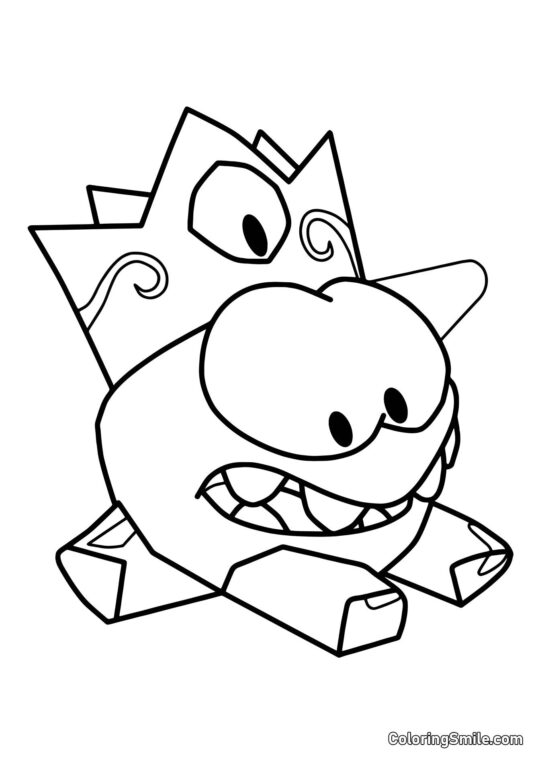 Om Nom con una Corona de Hielo Om Nom con una Corona de Hielo - Página para Colorear