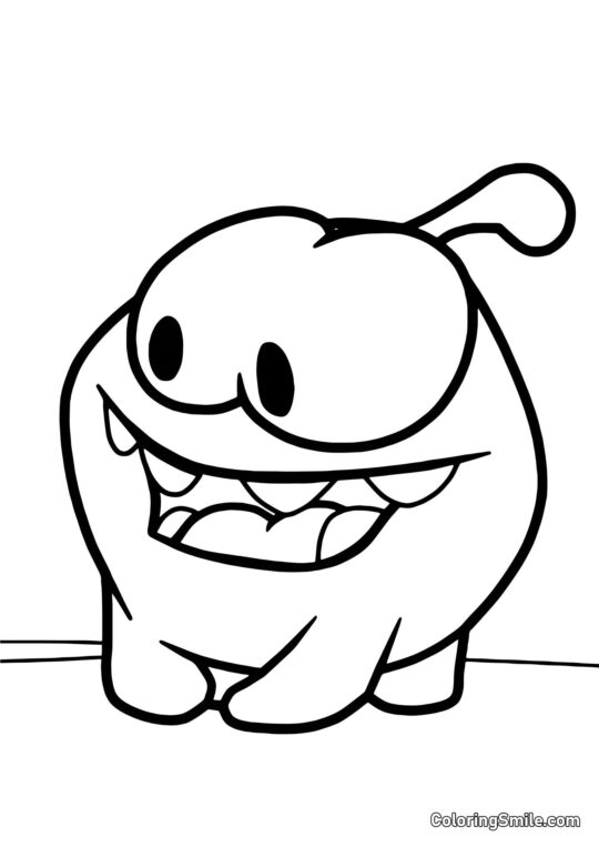 Om Nom con la Boca Abierta Om Nom con la Boca Abierta - Página para Colorear