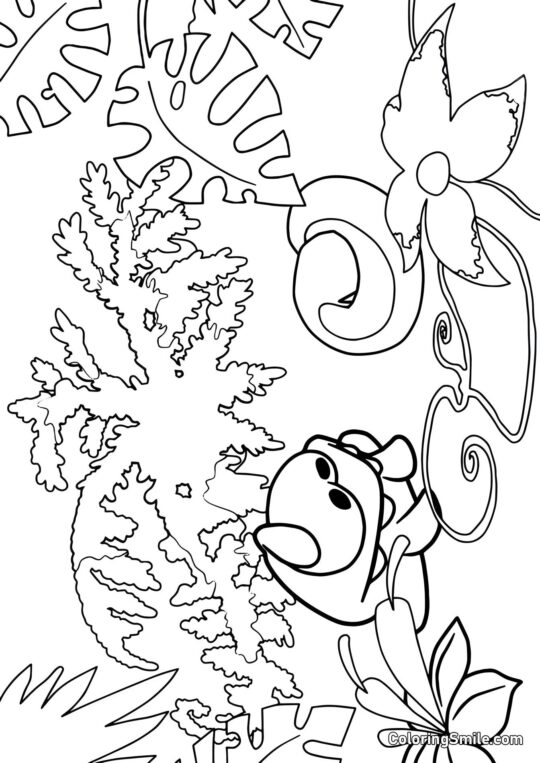 Om Nom en la Selva Om Nom en la Selva - Página para Colorear