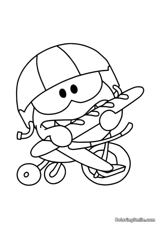 Om Nom con una Baguette Om Nom con una Baguette - Página para Colorear