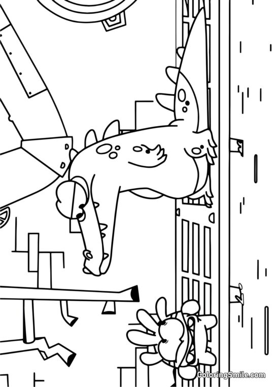 Super Nom y un Cocodrilo Super Nom y un Cocodrilo - Página para Colorear