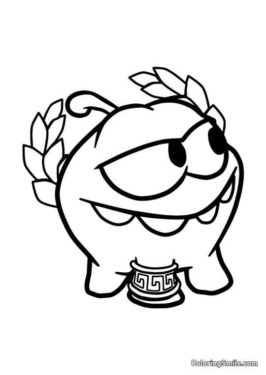 Om Nom en la Antigua Grecia Om Nom en la Antigua Grecia - Página para Colorear