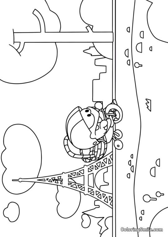 Om Nom en París Om Nom en París - Página para Colorear