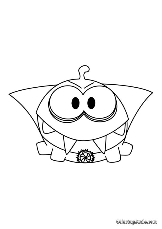 Om Nom Drácula en Halloween Om Nom Drácula en Halloween - Página para Colorear