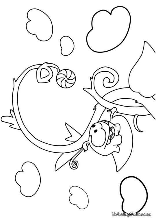 Om Nom y una Paleta de Frijol Om Nom y una Paleta de Frijol - Página para Colorear