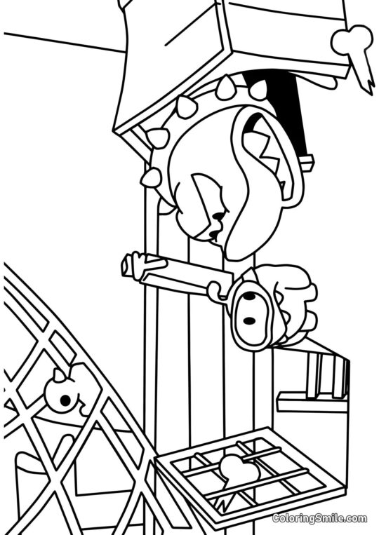 Om Nom y un Tiburón Malvado Om Nom y un Tiburón Malvado - Página para Colorear