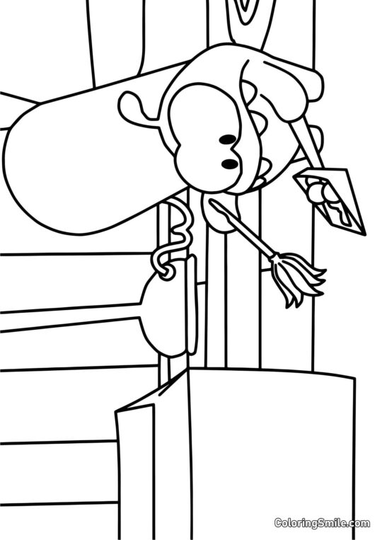 Om Nom Limpiando Om Nom Limpiando - Página para Colorear