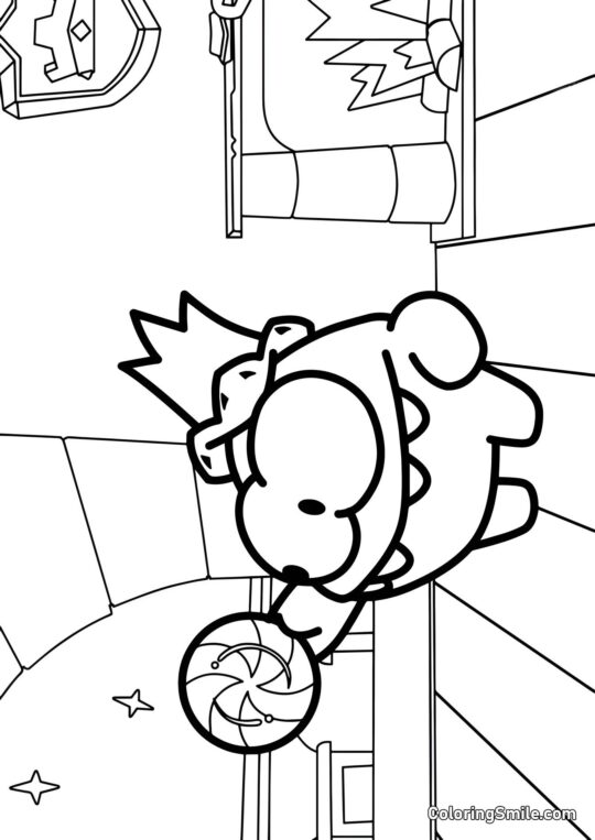 Rey Om Nom con una Paleta Rey Om Nom con una Paleta - Página para Colorear