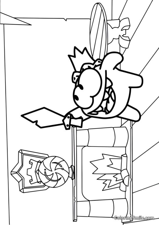 Rey Om Nom con una Espada Rey Om Nom con una Espada - Página para Colorear