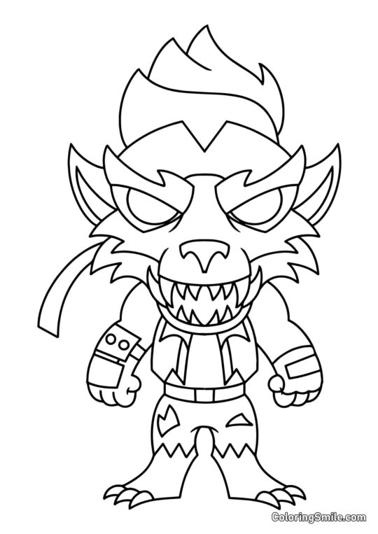 Fortnite Chibi Hombre Lobo - Página para Colorear