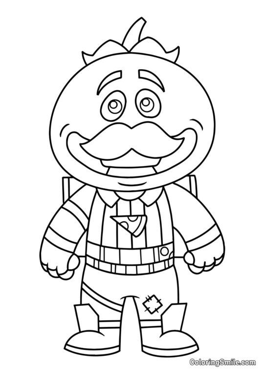 Fortnite Chibi Cabeza de Tomate - Página para Colorear