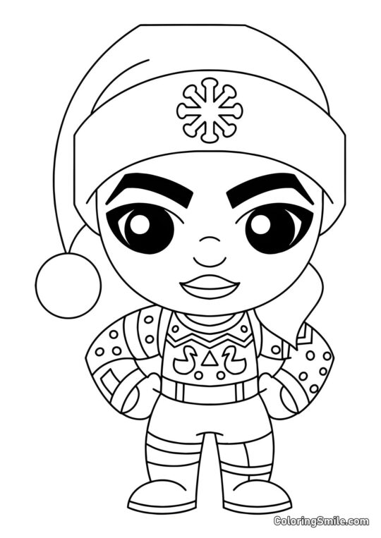 Fortnite Chibi Agente Navideño - Página para Colorear