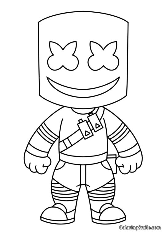 Fortnite Chibi Marshmello - Página para Colorear