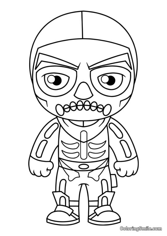 Fortnite Chibi Esqueleto Trooper - Página para Colorear