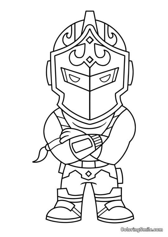 Fortnite Chibi Caballero Negro - Página para Colorear