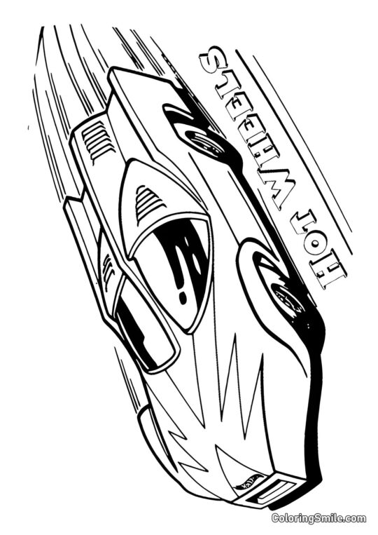 Hot Wheels en Pista de Carreras - Página para Colorear