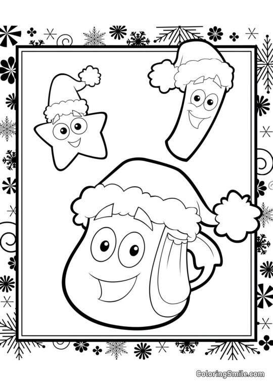 La mochila de Dora para el Año Nuevo - Página para Colorear