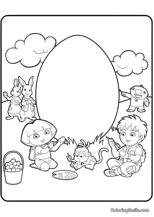 Dora la Exploradora y la Pascua - Página para Colorear