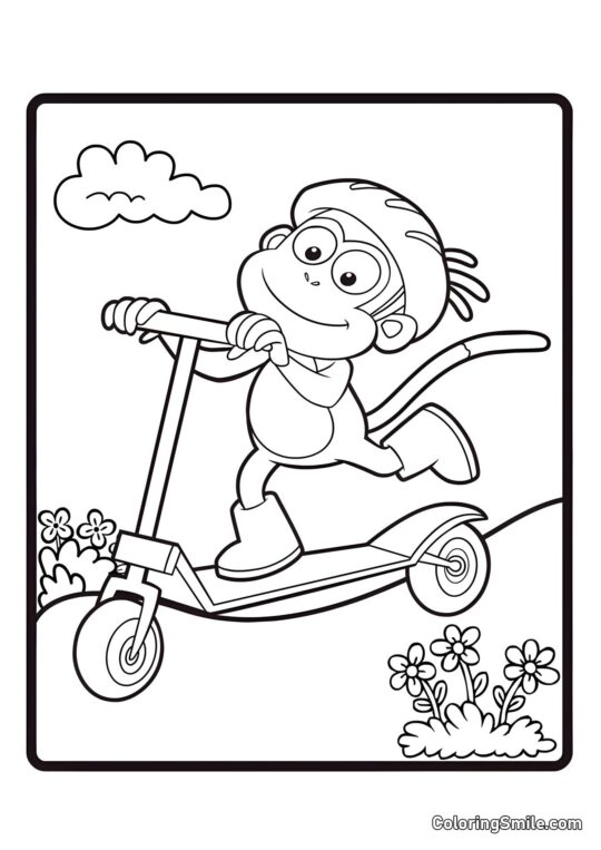 Botas en una patineta - Página para Colorear