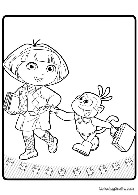 Dora la Exploradora va a la escuela - Página para Colorear