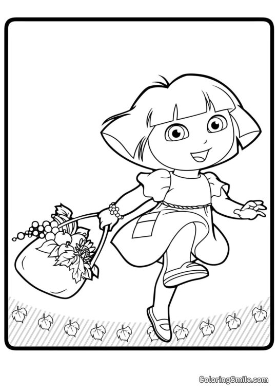 Dora la Exploradora con frutas - Página para Colorear
