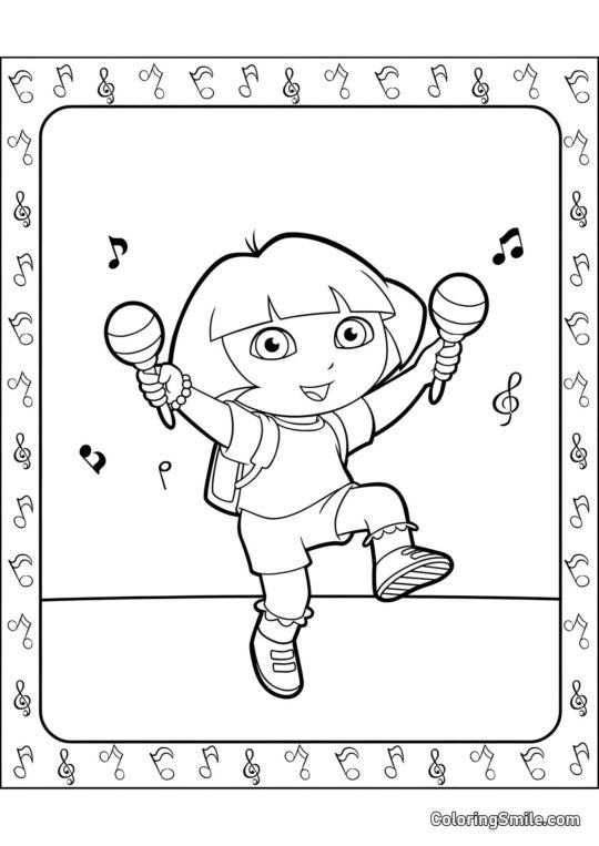 Dora baila con maracas - Página para Colorear