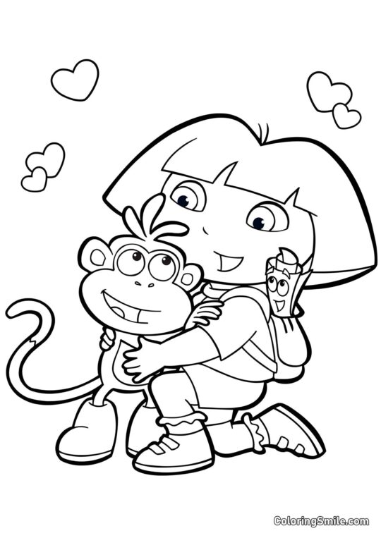 Dora Marques, Mochila y Botas - Página para Colorear