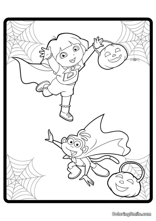 Halloween con Dora - Página para Colorear
