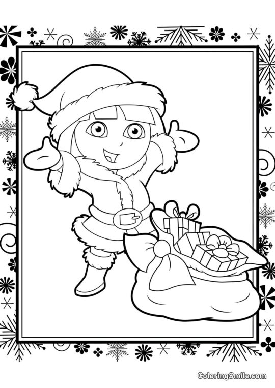 Dora la Exploradora con regalos - Página para Colorear