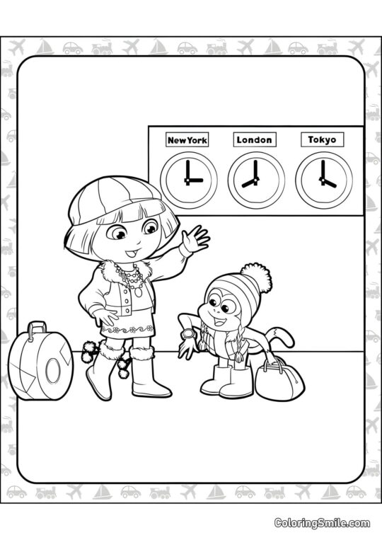 Hora de aventura con Dora la Exploradora - Página para Colorear