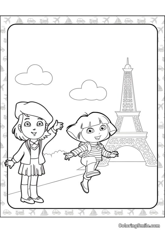Dora la Exploradora en París - Página para Colorear