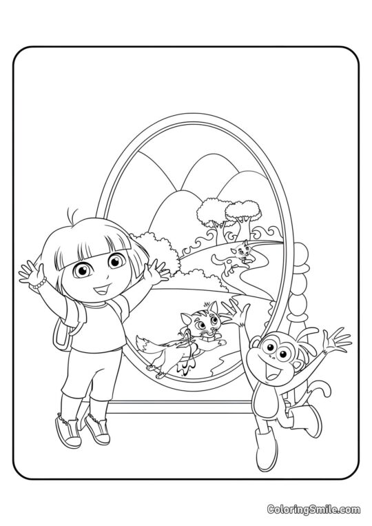 Dora en el País de las Maravillas - Página para Colorear
