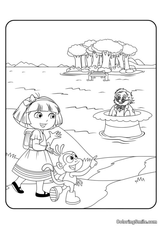 Dora y el Sombrerero Loco - Página para Colorear