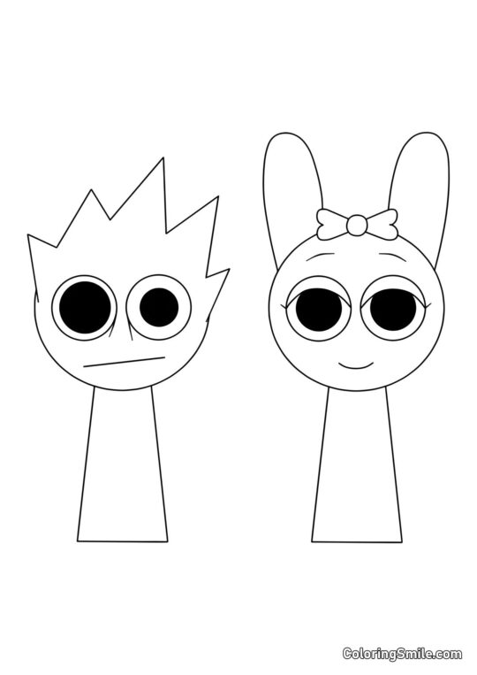 Sprunki OVAKS y Pinky - Página para Colorear