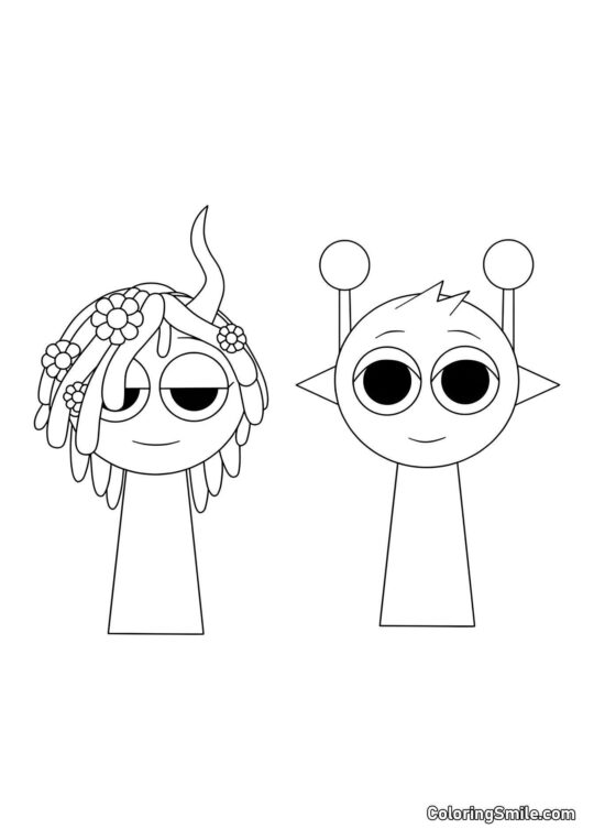 Sprunki Vineria y Simon - Página para Colorear