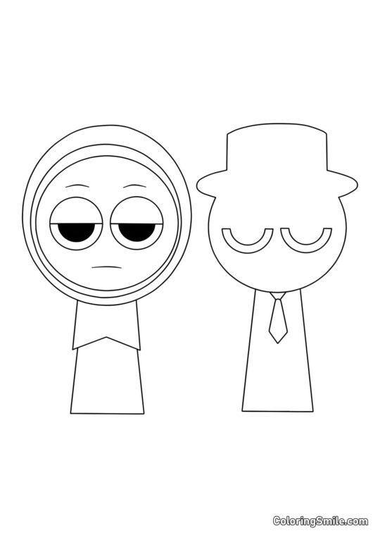 Sprunki Jevin y Negro - Página para Colorear